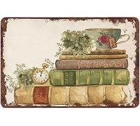 Vintage Wall Decor Metal Poster Plaque Relax Time Book Watch Tea Floralnostalgic Tin Sign For Home Cofe Kitchen Pub Bar Wall Decor 14x20cm
