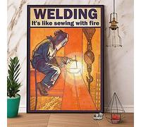 Vintage Wall Decor Metal Poster Plaque Welding It'S Like Sewing With Firenostalgic Tin Sign For Home Cofe Kitchen Pub Bar Wall Decor 20x30cm