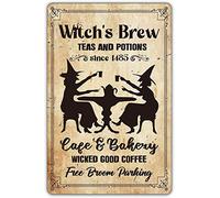Vintage Wall Decor Metal Poster Plaque Witch'S Brew Tea And Potionsnostalgic Tin Sign For Home Cofe Kitchen Pub Bar Wall Decor 14x20cm