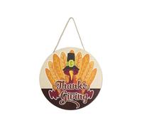 Vintage Wall Decoration Country Garden Ornaments Chicken Pattern Wooden Round Sign In Old Pot CrQ378 (1-G, 30cm)