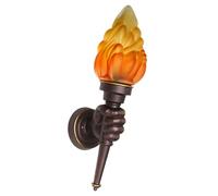 Vintage Wall Lamp with Flame - Creative Wall Lamp to Classic Hand Fixture, Farmhouse Light with Flame Glass Shade and Fist Shaped Aluminum Holder in Antique Brown