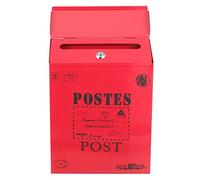 Vintage Wall Mount Mailbox Metal Post Box with Lock 11.81X9.05X2.36 Inch Rust-Resistant Iron Letter Box for Outdoor Garden Home Farmhouse (Red 30x22cm)