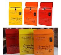 Vintage Wall Mount Mailbox, Rustic Iron Letter & Newspaper Box for Outdoor Use, 30 x 22 x 7 cm Yellow/Orange/Red