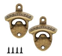 Vintage Wall Mounted Beer Bottle Opener - Rustic Cap Remover with Screws for Kitchen, Bar, Garage, Patio, Man Cave