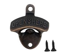 Vintage Wall Mounted Bottle Opener - 1 Piece with Screws for Easy Installation on Wooden Doors or Walls - for Bar, Home, Kitchen, Outdoor Garden (Bronze)
