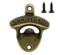 Vintage Wall Mounted Bottle Opener with Antique Bronze Finish, Iron Zinc Beer Bottle Opener for Home Bar Kitchen Cabin or Garage, Easy Wall Mount Design with Screws Included (Bronze Single)