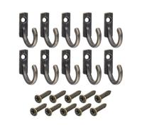 Vintage Wall-Mounted Coat Hooks, Zinc Alloy Antique-Style Robe & Clothing Hangers for Entryways, Bathrooms, Bedrooms - 10-Pack, Bronze/Silver/Gold/Black