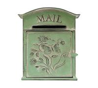 Vintage Wall Mounted Outdoor Letterbox, Green Metal Post Box for Outside Mail, Lockable Retro Mailbox for Home Decor