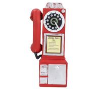 Vintage Wall Mounted Telephone Ornament Retro Lifelike Wall Decor Handmade Resin Phone Decoration for Coffee Shop Home Office 11.42 x 3.74 Inches (Red)