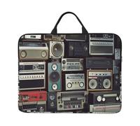 Vintage Wall of Radio Boombox Laptop Case 14 Inch Laptop Sleeve Computer Carrying Bag Shockproof Protective Notebook Case Portable Laptop Bag Waterproof Briefcase Bag for Men Women