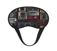 Vintage Wall of Radio Boombox Sleep Mask for Side Sleeper, Blackout Eye Mask for Women Men, Zero Pressure Sleeping Masks Soft Breathable Eye Cover Comfortable Blindfold Eyeshade for Night Sleep