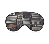Vintage Wall of Radio Boombox Sleep Mask for Side Sleeper Light Blocking Night Blindfold Eye Shade Cover with Adjustable Strap Soft Breathable Zero Pressure Eye Masks for Travel Nap