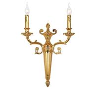 Vintage Wall Sconce 2-Light Gold Finish, European Style Rustic Candle Lamp for Living Room, Bedroom, Staircase, E12, Copper