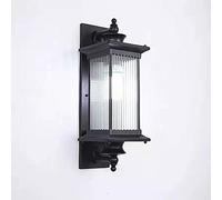 Vintage Wall Sconce 30W Industrial Loft Large Metal Lantern Ribbed Glass Outdoor Gate Wall Lights Sconce for Restaurants Galleries Aisle Kitchen etc (Black)