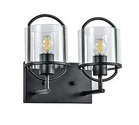 Vintage Wall Sconce, Industrial Bathroom Vanity Light with Glass, Indoor Wall Lamp Fixtures for Living Room, Mirror Cabinet, Kitchen, Porch,2 Heads