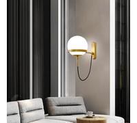 Vintage Wall Sconce, Industrial Bathroom Vanity Wall Light with White Globe Glass Lampshade, Mid Century Ball Wall Lighting Fixtures, Wall Lamp for Hallway Kitchen Bedroom (d)