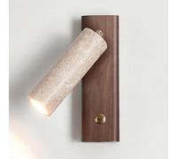 Vintage Wall Sconce Light with Switch Yellow Travertine Wall Lights Fixture Retro E27 Industrial Farmhouse Wall Lamp Hard Wired Sconces Lighting for Bedroom Study Room Art Studio(Wood)(Walnut)