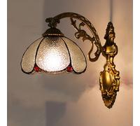 Vintage Wall Sconce - Stained Glass Wall Lamp with Metal Frame for Living Room Corridor Stairs & Hallway - Elegant Indoor Lighting Fixture