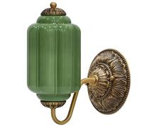 Vintage Wall Sconce with Green Pumpkin Glass Shade - Antique Brass and Brushed d Hallway Light Fixture, Single Head Art Deco Wall Mounted Lamp for Bedroom, Living Room, Foyer