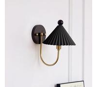 Vintage Wall Sconce with Pleated Ceramic Shade - Elegant Wall-Mounted Light Fixture for Bedroom, Living Room, Hallway Decor