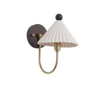 Vintage Wall Sconce with Pleated Ceramic Shade - Elegant Wall-Mounted Light Fixture for Bedroom, Living Room, Hallway, and Entryway Stylish White Decor Lighting