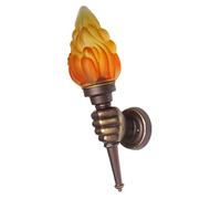 Vintage Wall Scone Light with Flame - Retro Industrial Style Flame Wall Lamp - Lighting Fixture with Glass Lamp Shade and Fist-Shaped Antique Brown Aluminum Bracket Farmhouse