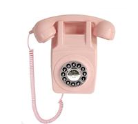 Vintage Wall Telephone, Corded Landline Wall Phone for Home, Retro Wall-Mounted Trimline Telephone, 1960s Single Line Old Fashioned Antique Analog Phones with Loud Ringer for Seniors (Pink)