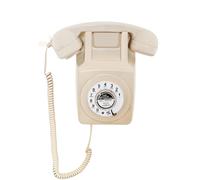 Vintage Wall Telephone, Retro Rotary Dial Landline Phone, Classic Corded Wall-Mount Home Phone, Ivory Antique Old Fashioned Working Telephone with Redial for Office/Hotel/School/Gift
