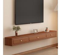 Vintage WallMounted TV Cabinet Floating TV Stand for 5565 Inch TVs Solid Wood Media Console Shelf Brown Floating Unit Stylish Home Entertainment Storage 120x24x20cm