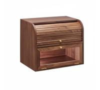 Vintage Walnut Tea Cabinet with Sliding Lid for the Lounge | clean retro aesthetic, two-tier design, keeps dust off cups, tea room and study ready, easy daily access