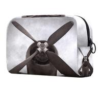 Vintage War Plane Propeller Cosmetic Bag for Women, Travel Toiletries Bags Large Makeup Handy Pouch Organiser Bag with Zipper