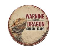 Vintage Warning Bearded Dragon Metal Tin Sign