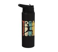 Vintage Warrior Two Yoga Pose Silhouette Retro Distressed Stainless Steel Insulated Water Bottle