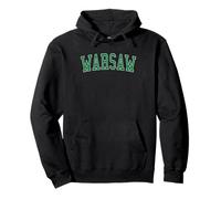 Vintage Warsaw IN Distressed Green Varsity Style Pullover Hoodie