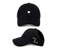 Vintage Wash Baseball Cap With Ponytail Hole & Adjustable Strap - Stylish Breathable Cotton Hat With Small Heart Design For Sun Protection, Hiking, Tennis, Golf, Travel & Casual Daily Wear