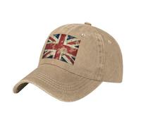 Vintage Washed Cotton Baseball Cap Unisex Vintage Union Jack British Flag Sports Caps Adjustable Golf Dad Hats Trucker Hats Natural