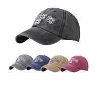 Vintage Washed Cotton Baseball Caps for Women Men Classic Route 66 Embroidered Sun Protection, Black, M/L