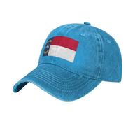 Vintage Washed Denim Baseball Cap North Carolina State Flag Print Hat Unisex Adjustable Dad Hat for Outdoor Sports, blue, One Size
