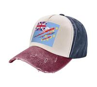 Vintage Washed Denim Trucker Hat Color Block Baseball Cap Unisex Lightweight Cotton Dad Hat Adjustable for Daily Comfort and Sports Activities National Flag Print Tibetan Red One Size