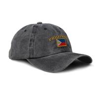 Vintage Washed Hat Philippines Flag Embroidery Cotton Dad Hats for Men & Women Buckle Closure Black, Black, One size
