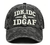 Vintage Washed IDK IDC & IDGAF Embroidered Baseball Cap - Adjustable Breathable Cotton Funny Attitude Hat for Men & Women, Casual Dad Hat for Outdoor & Daily Wear Black