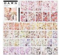 Vintage Washi Stickers for Scrapbooking, Scrapbook Stickers for Junk Journals, 50 Sheets Aesthetic Sticker Book for Journaling Supplies,Art Bullet Journals for Adults Teens Girls with 1pcs Carving