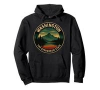 Vintage Washington The Evergreen State Mountain Scene Retro Pullover Hoodie