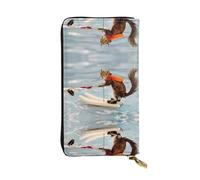 Vintage Water Skiing Fox Squirrel Print Leather Long Clutch Wallet â€“ Fashionable, Personalized, and Durable Coin Pocket