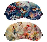 Vintage Watercolor Butterfly and Flowers 2-Pack Light-Blocking Soft Breathable Blindfold Sleeping Masks