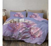 Vintage Watercolor Flowers Duvet Cover Set Pink Roses Duvet Cover 200 x 200 cm Double with 2 Pillowcases Soft Microfibre Bedding with Zipper Closure