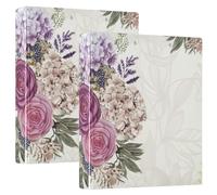 Vintage Watercolor Roses 3 Ring Binder 1.5 Inch, Flexible D Ring Binders with Pockets, 3 Ring Binders for School, College, Office, one sizex2