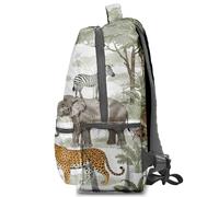 Vintage Watercolor Zebra Lion Print Backpack: Tropical Oasis Themed Bookbag, Kids School Bag, 16-Inch Travel Rucksack (print 2)