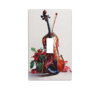 Vintage Watercolour Christmas Violin Light Switch Cover Decorative Single Toggle 1 Gang Wall Plate for Kitchen Farmhouse Bedroom Bathroom Art Decor