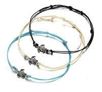 Vintage Wax Rope Turtle Anklet Bracelet 3 Piece Set Turtle Beach Anklet Durability and professional